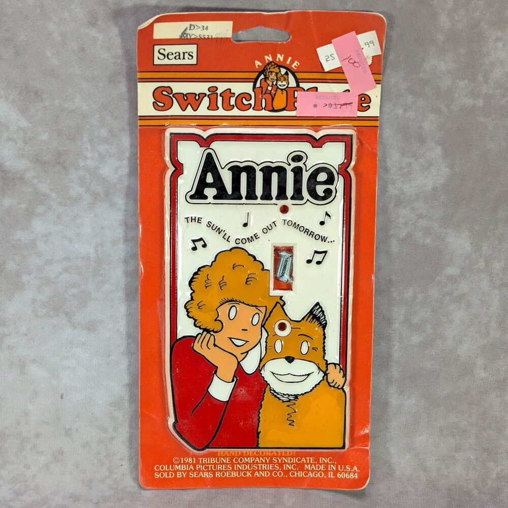 Vintage 1981 Annie & Sandy Switchplate Light Switch Cover NOS Sears Tribune
